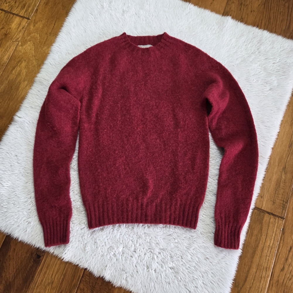 J. Press Shaggy Dog 100% Wool Sweater Men's XS Red Made in Scotland
